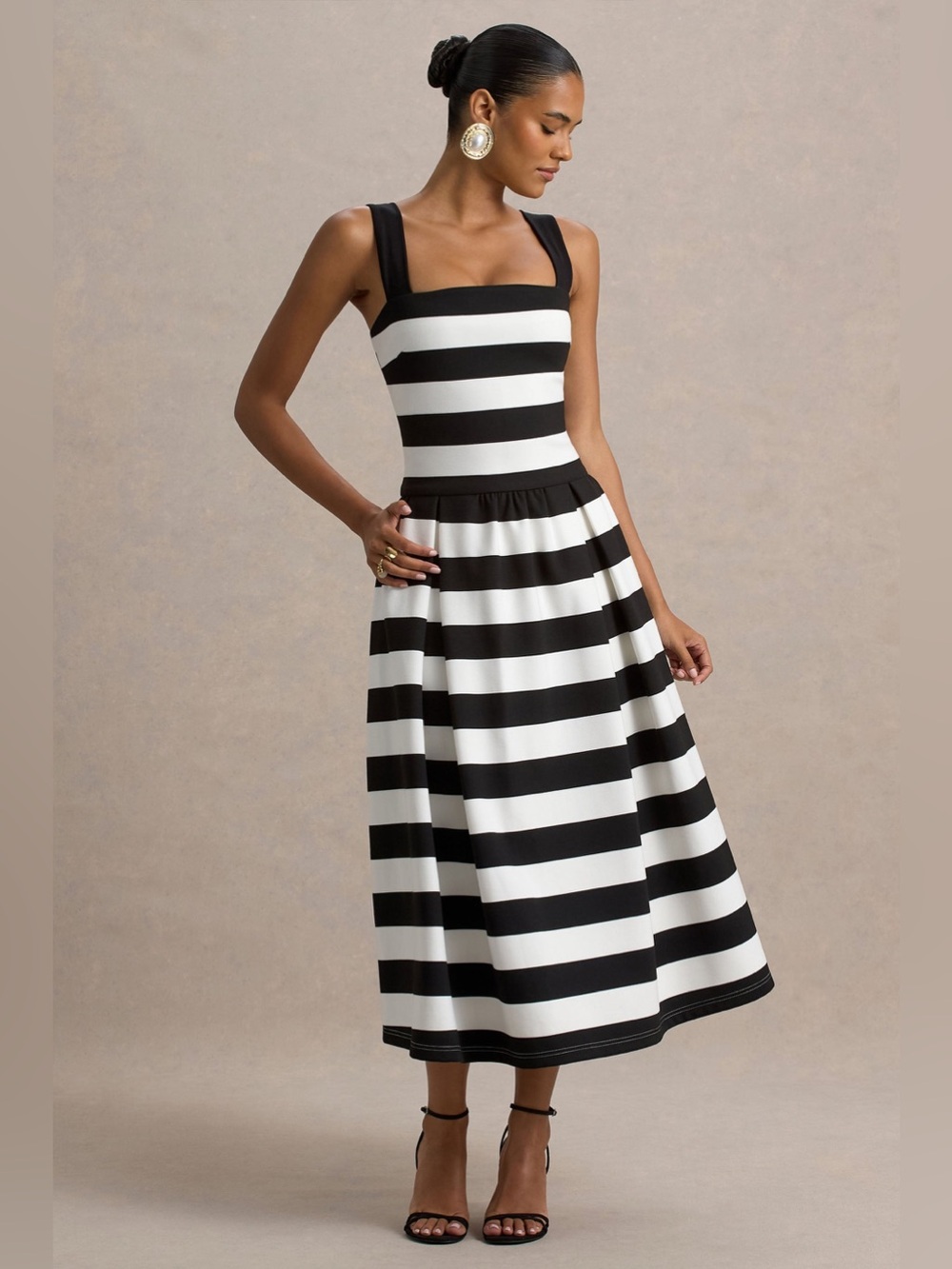 MONTE CARLO
Black & White Striped Square-Neck Drop-Waist Midi Dress Size 10 (42) - Picture 2 of 15